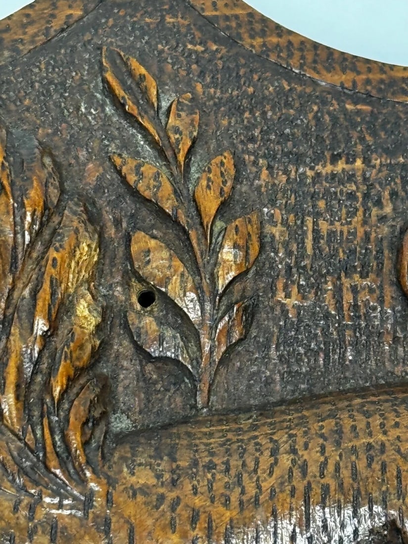 19th Century Pugin Design Carved Tiger Oak Heraldic Lion Shield Crest Sculpture - 16