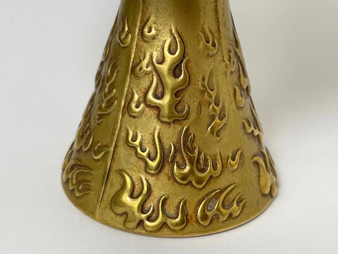 Small Chinese Qing Dynasty Gilded Bronze Drinking Vessel Dragon Wine Goblet - 11