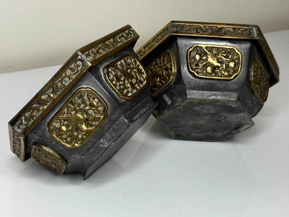 Pair Small Original Peoples Republic Chinese Goodluck Home Garden Bat Planters - 3