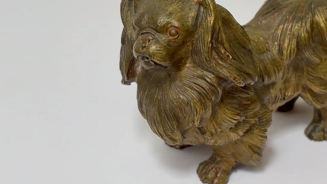 Antique Austrian Miniature Bronze Pekingese Dog Sculpture - 2