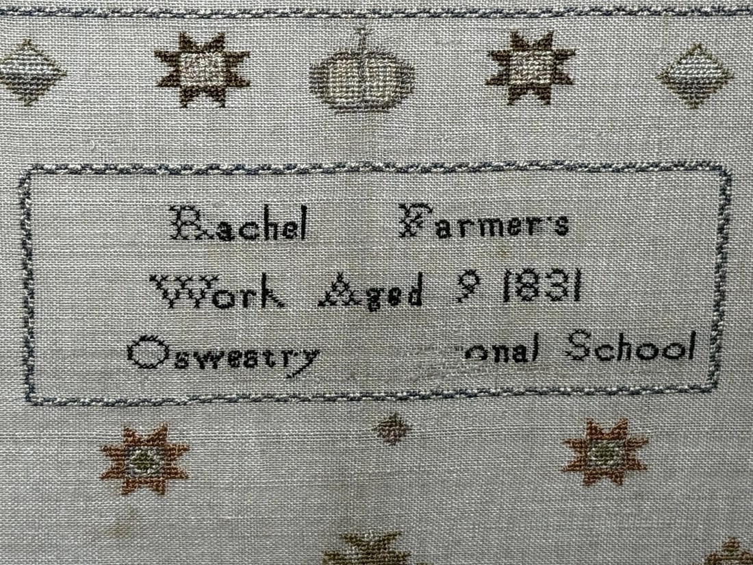 Stag Looking At Bee Tapestry Sampler By Rachel 1831 Oswestry National School - 13