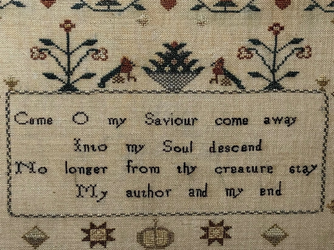 Stag Looking At Bee Tapestry Sampler By Rachel 1831 Oswestry National School - 14