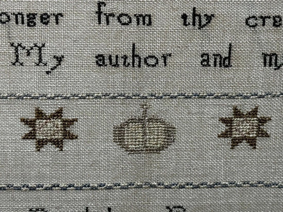 Stag Looking At Bee Tapestry Sampler By Rachel 1831 Oswestry National School - 17