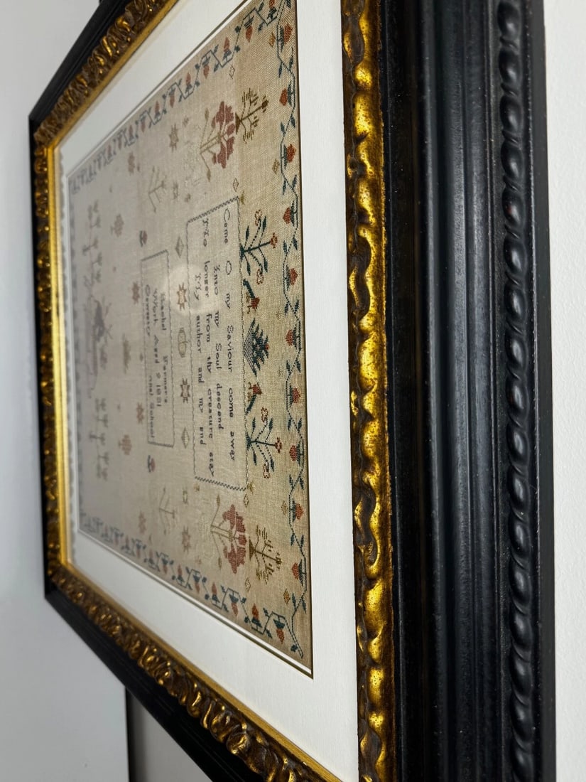 Stag Looking At Bee Tapestry Sampler By Rachel 1831 Oswestry National School - 8