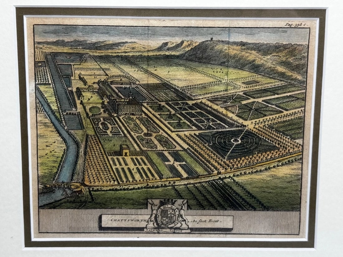 Chatsworth House, Derbyshire 18th Century Copper Engraving After Leonard Knyff - 3