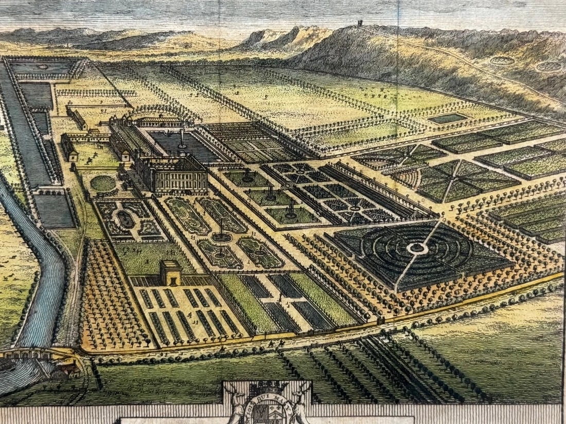 Chatsworth House, Derbyshire 18th Century Copper Engraving After Leonard Knyff - 4