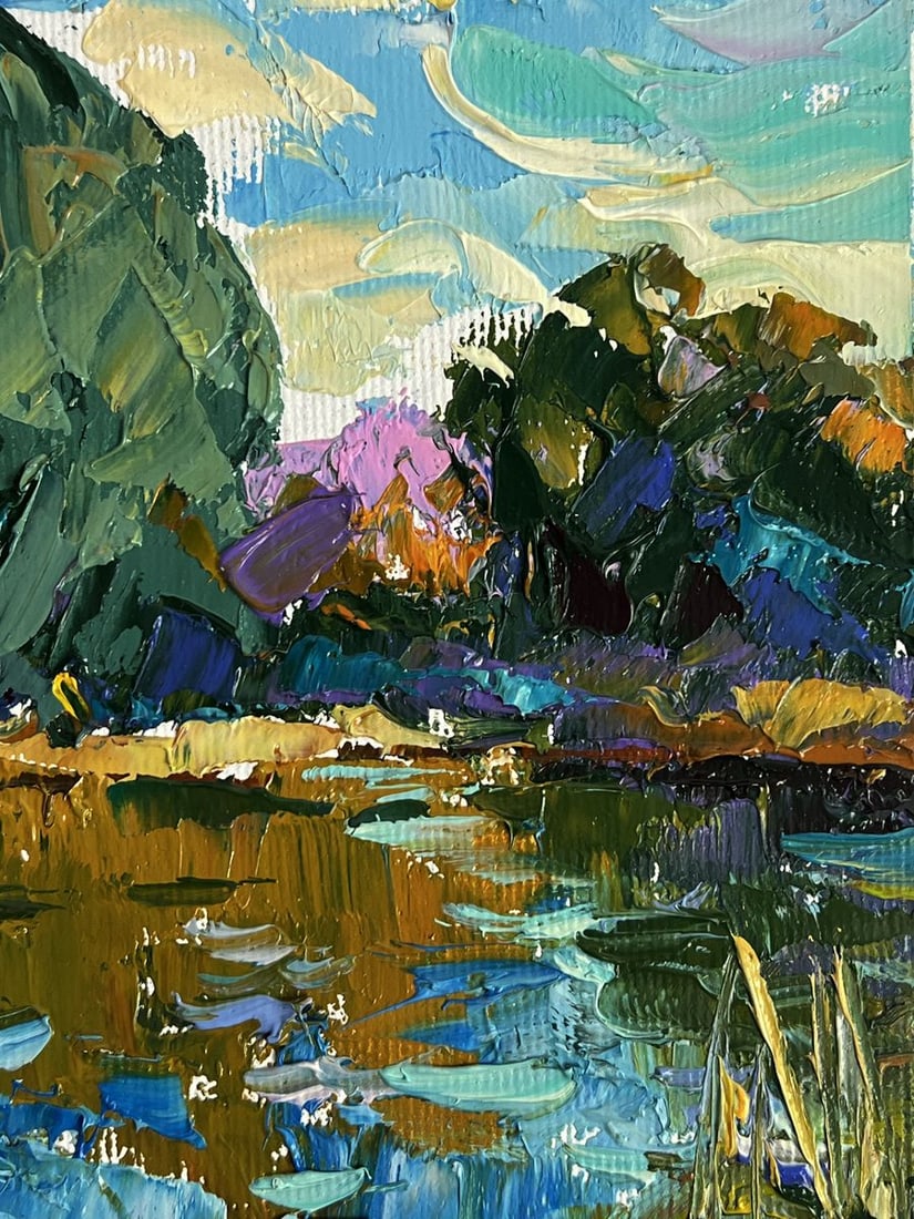 Oil painting On a boat by a quiet river Oleksiy Ivanyuk - 10