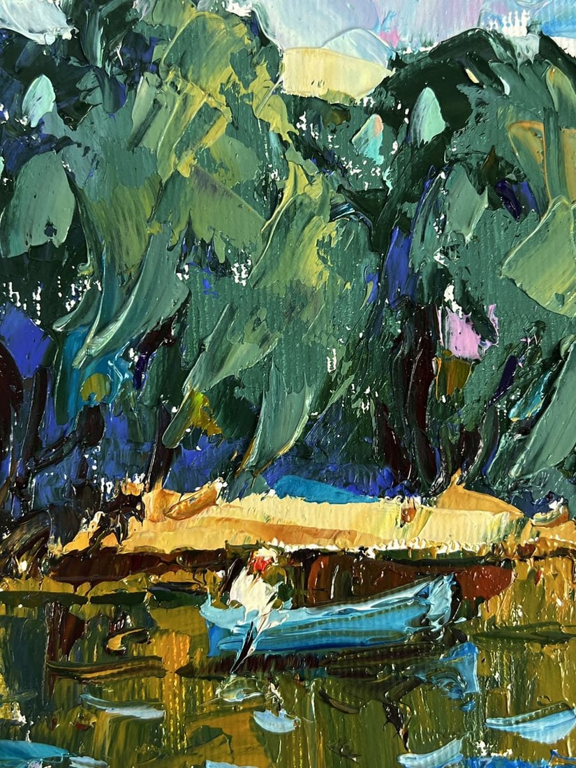 Oil painting On a boat by a quiet river Oleksiy Ivanyuk - 4