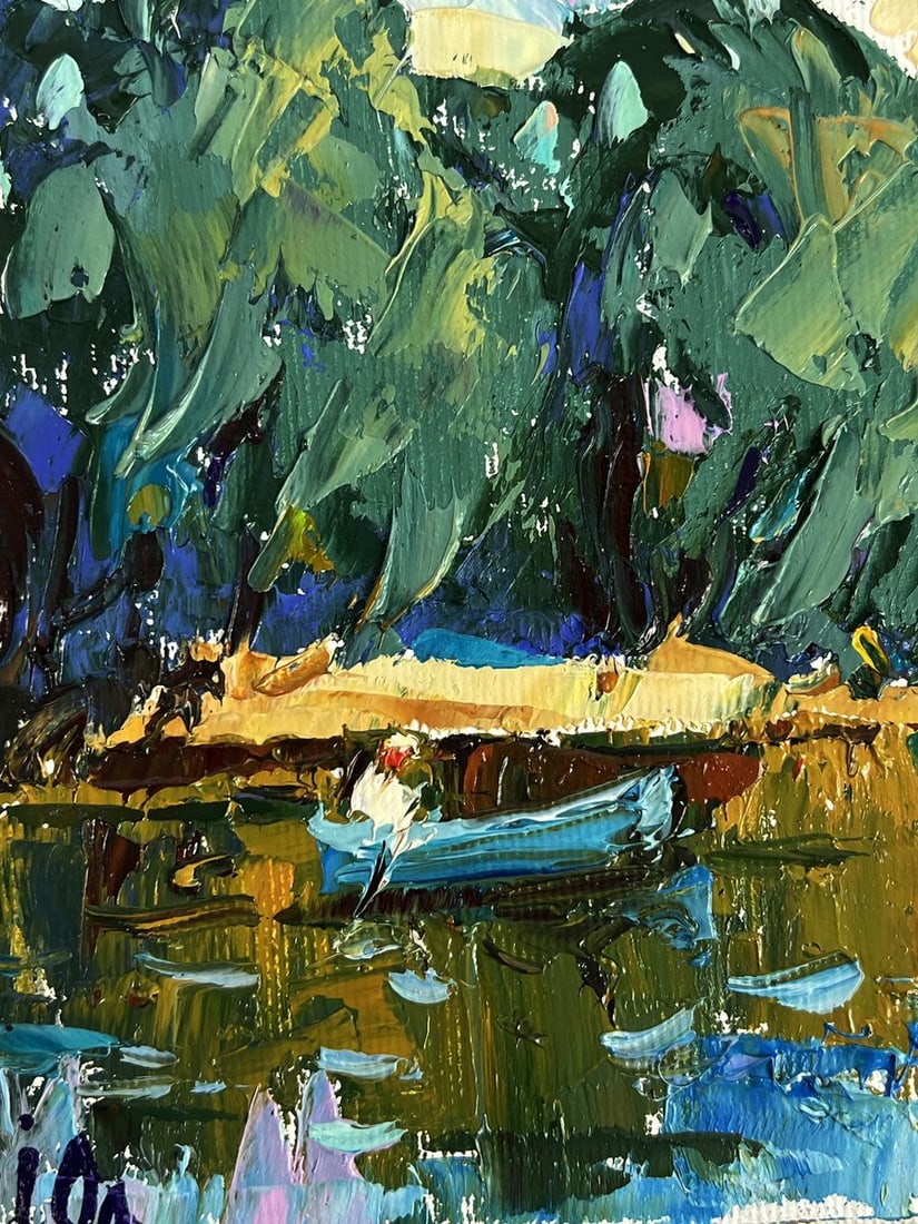Oil painting On a boat by a quiet river Oleksiy Ivanyuk - 5
