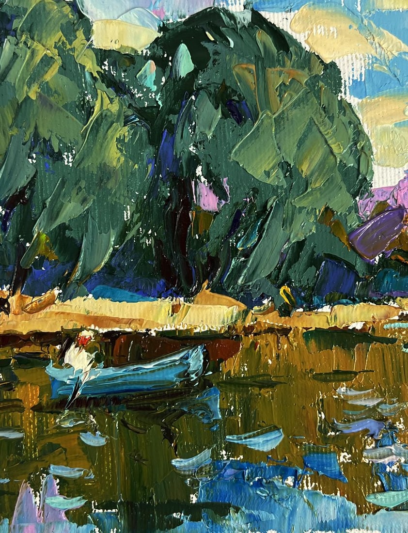Oil painting On a boat by a quiet river Oleksiy Ivanyuk - 6
