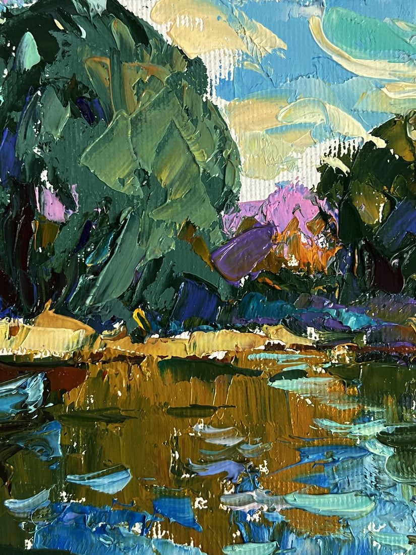 Oil painting On a boat by a quiet river Oleksiy Ivanyuk - 8
