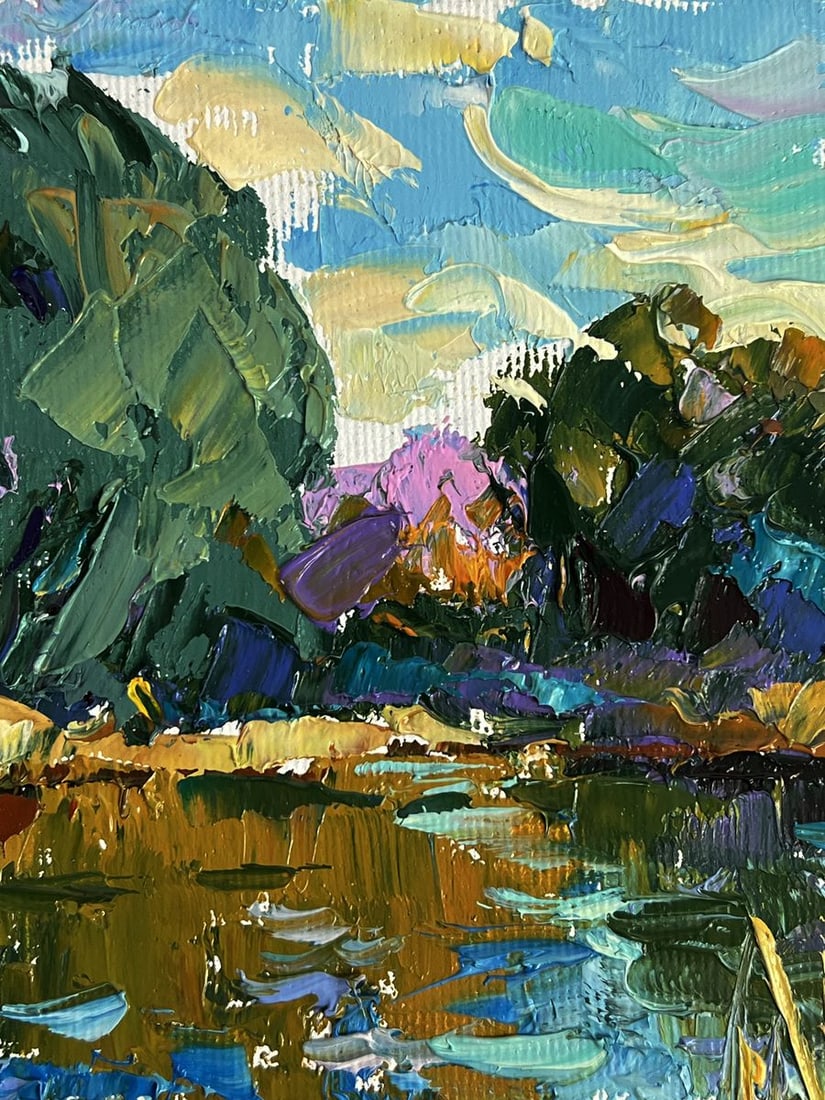 Oil painting On a boat by a quiet river Oleksiy Ivanyuk - 9