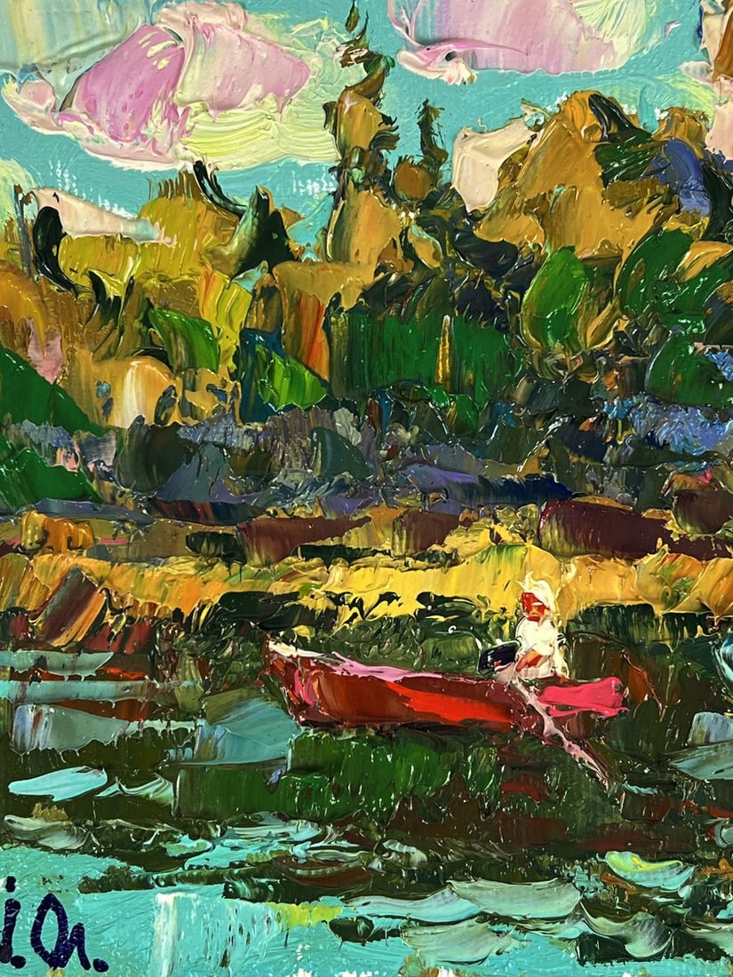 Oil painting On boats along the river Oleksiy Ivanyuk - 5