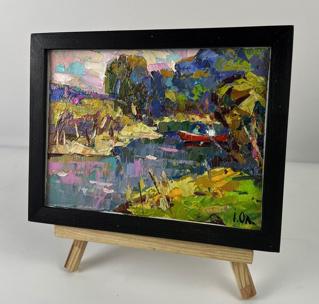 Oil painting In the morning in a boat on the river Oleksiy Ivanyuk - 2