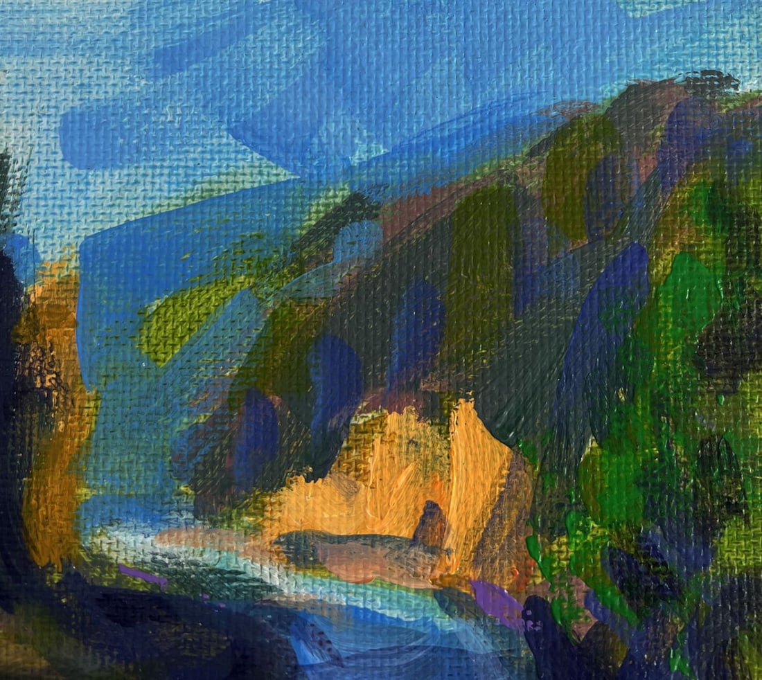 Acrylic painting Fast river in the forest Mykhailo Patskan - 4
