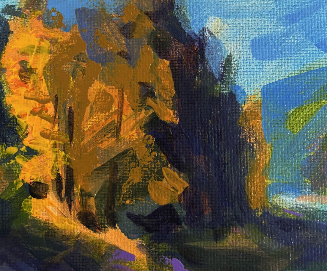 Acrylic painting Fast river in the forest Mykhailo Patskan - 5