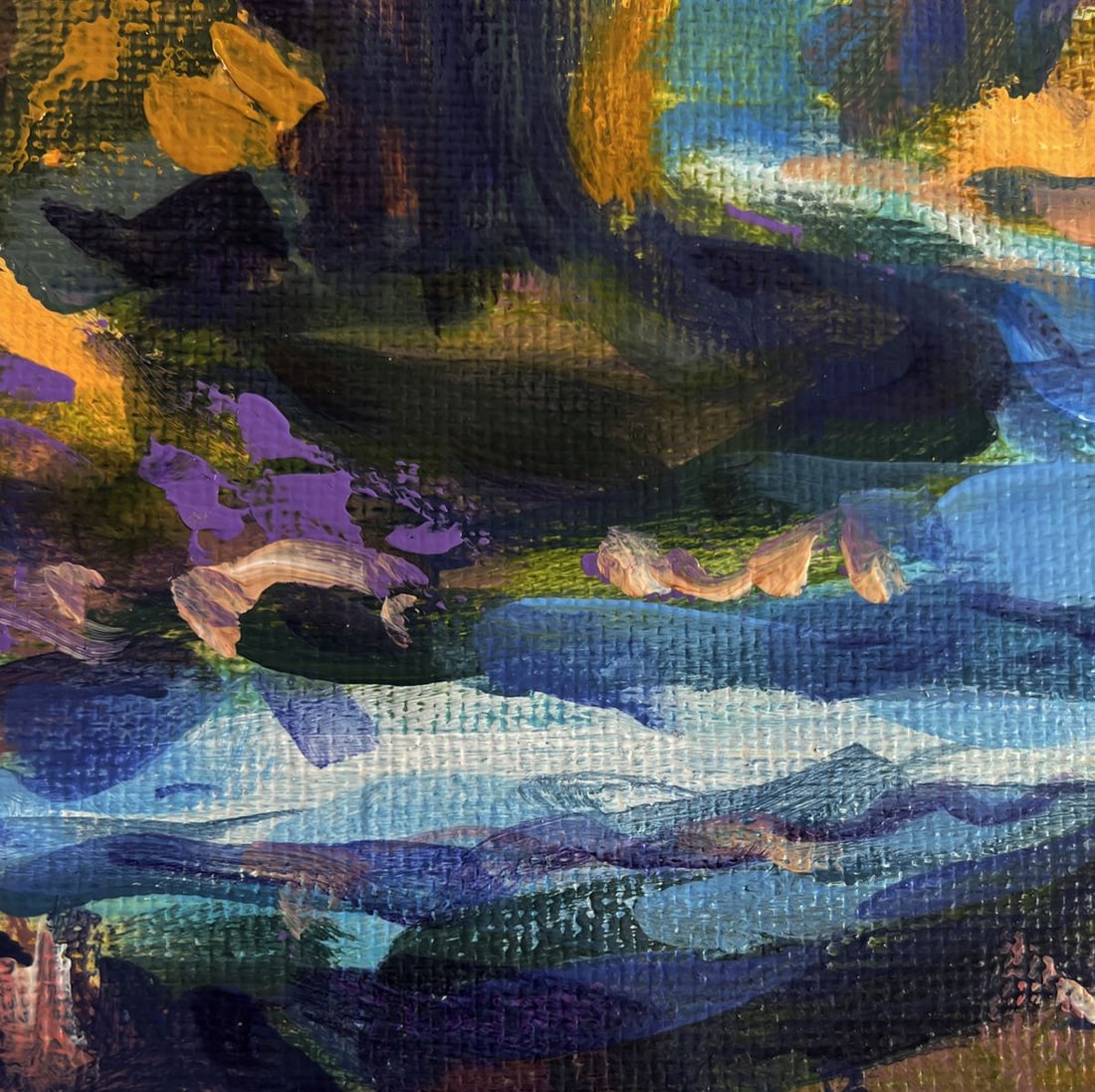 Acrylic painting Fast river in the forest Mykhailo Patskan - 8