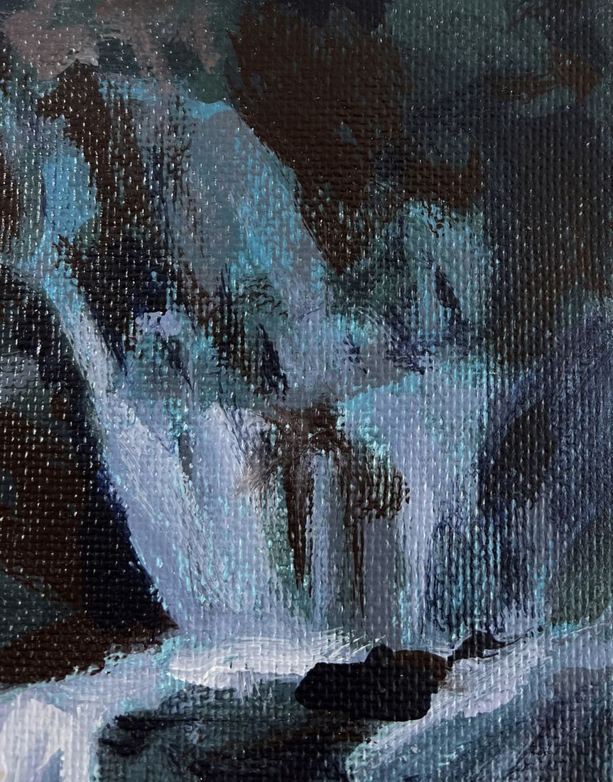 Acrylic painting Mountain waterfall Mykhailo Patskan - 4