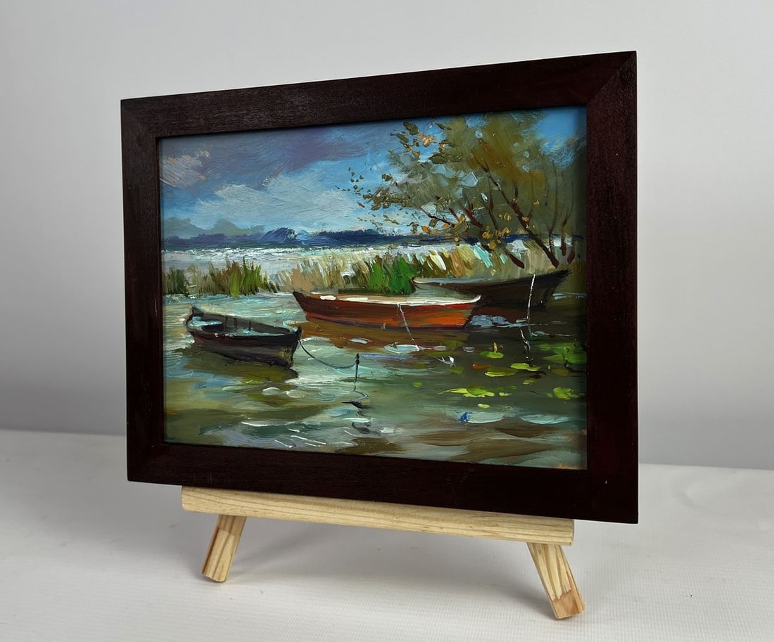 Oil painting Boats moored on the shore Yuriy Suprunchuk - 2