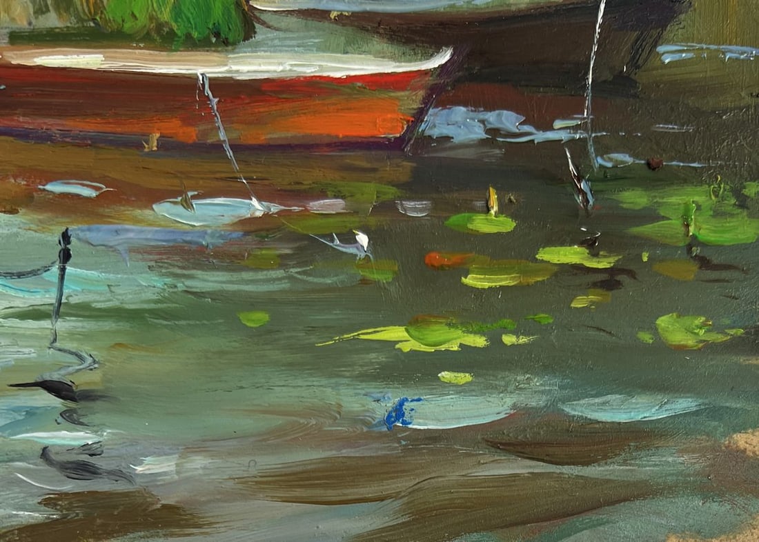 Oil painting Boats moored on the shore Yuriy Suprunchuk - 5