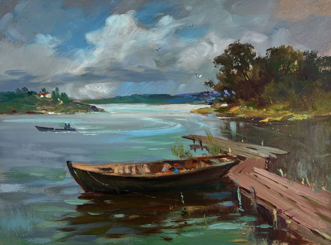 Oil painting On a long river journey Yuriy Suprunchuk - 3