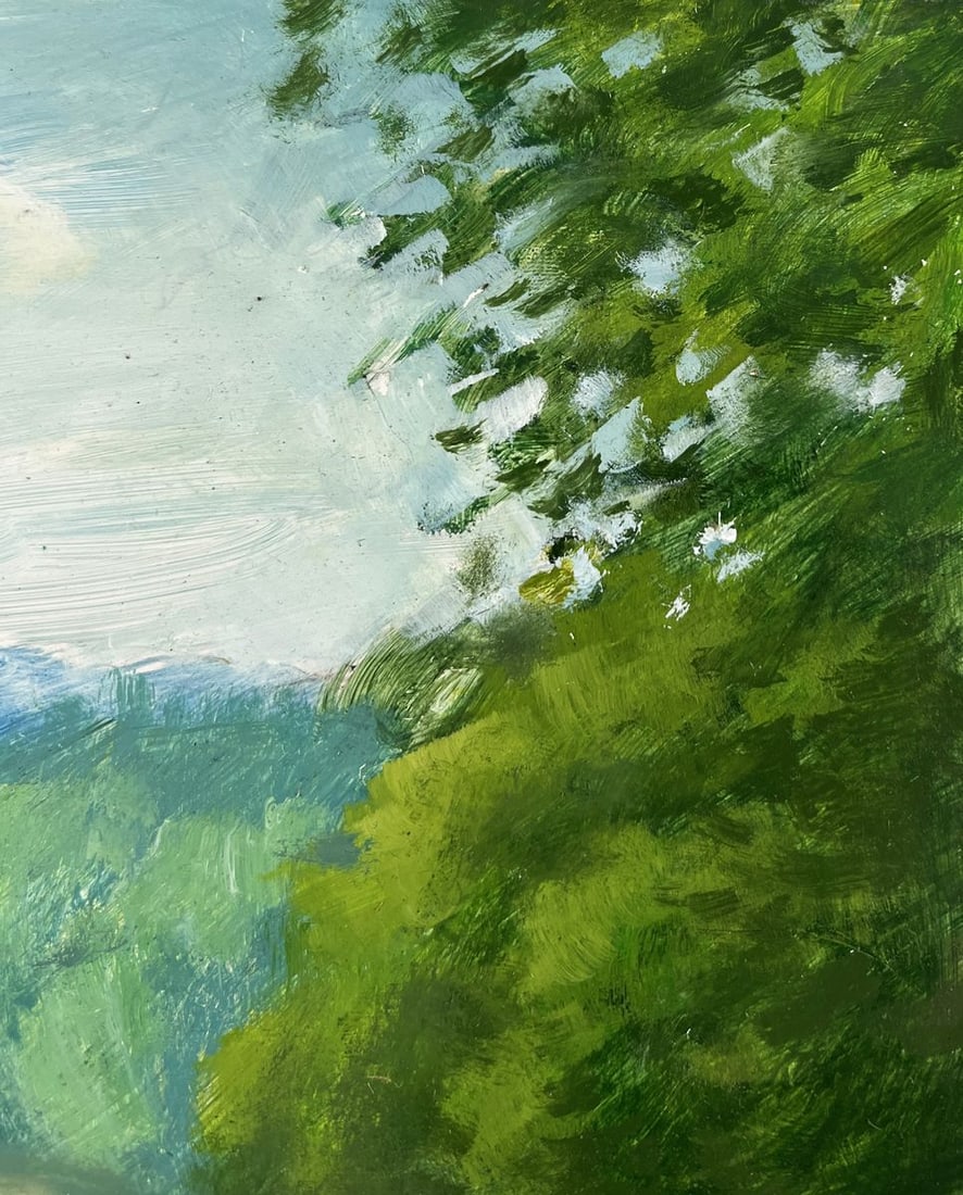 Oil painting Summer morning by the river Mykhailo Burdylo - 4