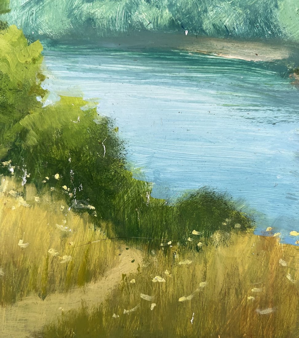 Oil painting Summer morning by the river Mykhailo Burdylo - 8