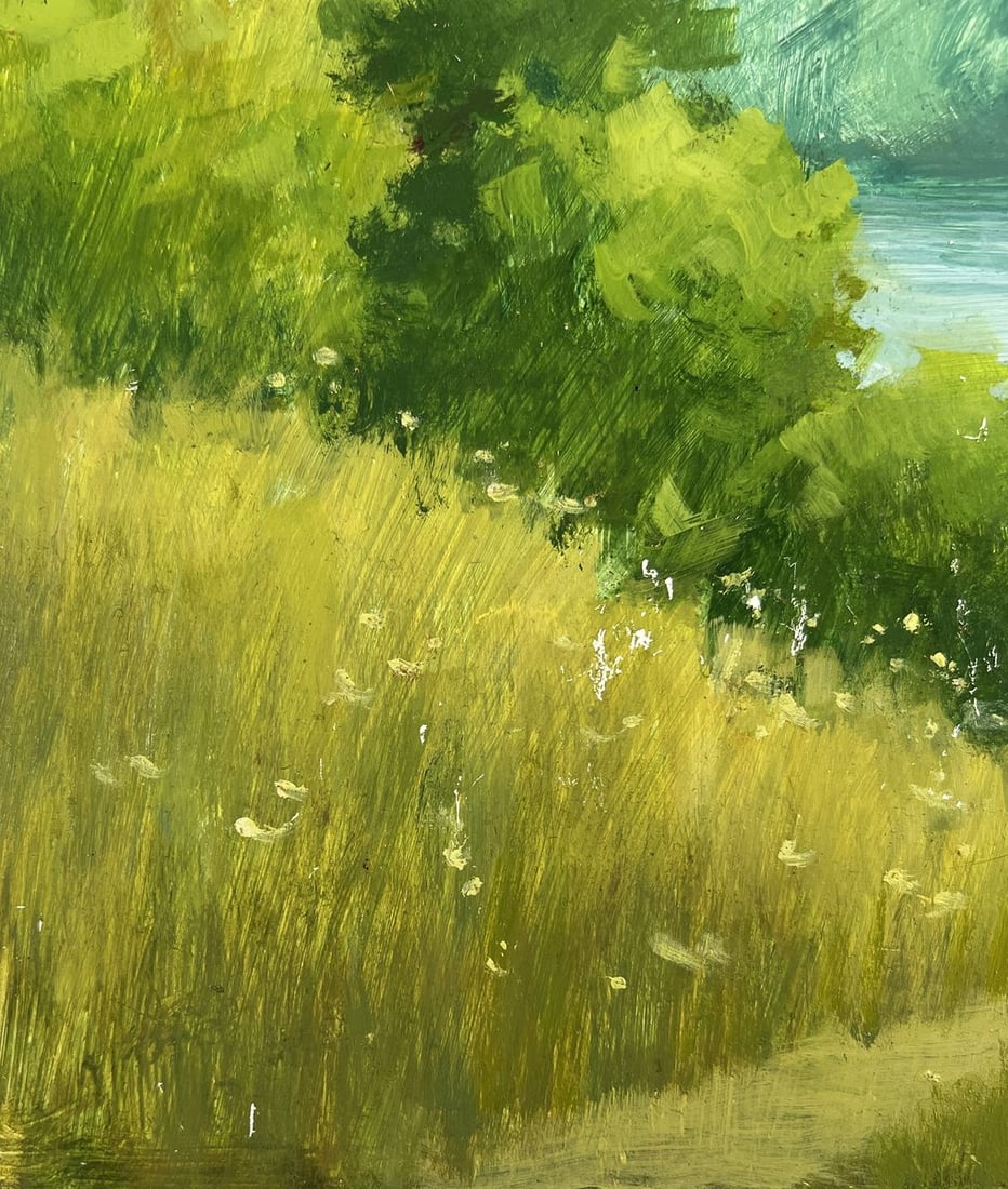 Oil painting Summer morning by the river Mykhailo Burdylo - 9