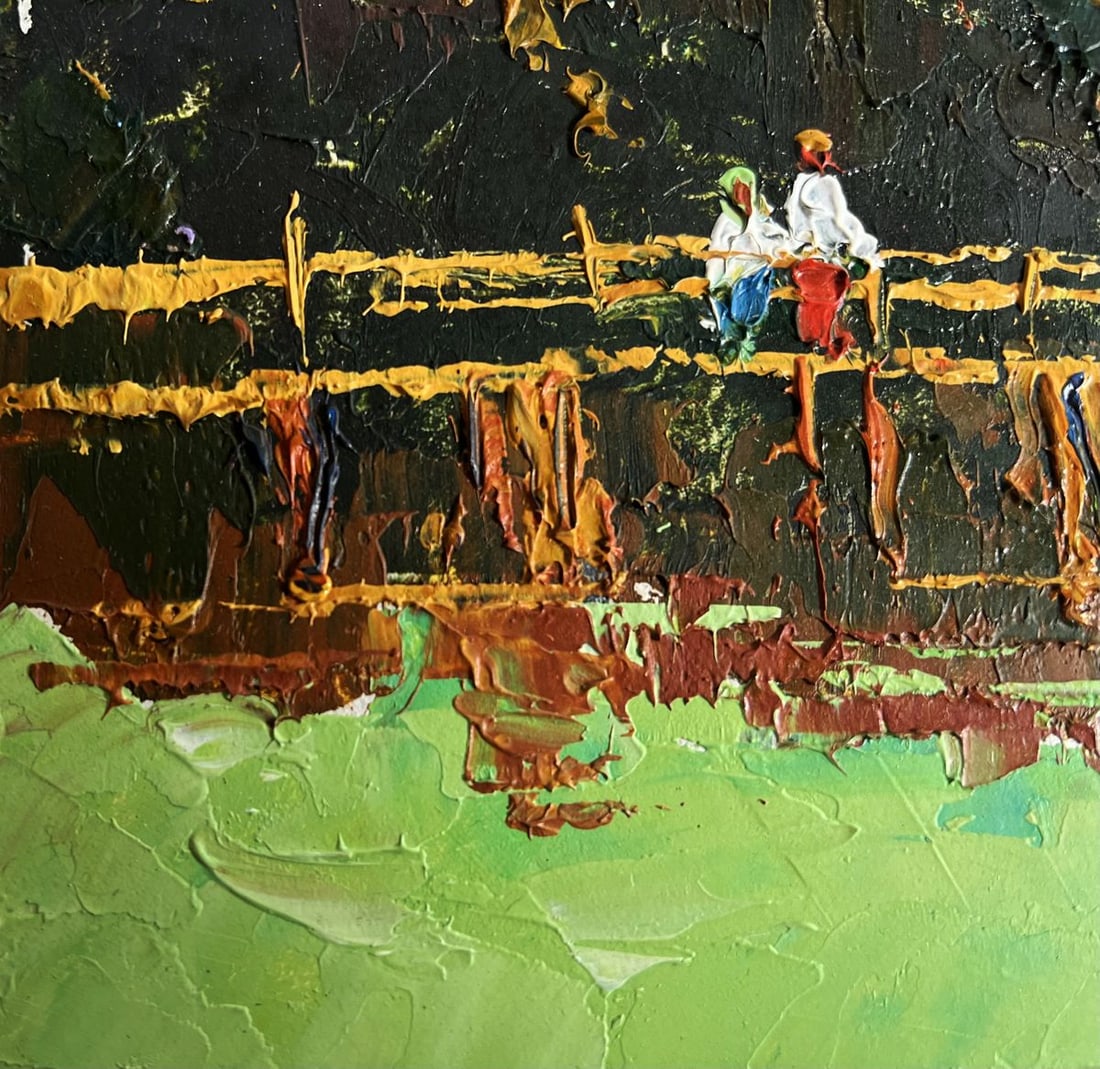 Oil painting Walking on the river bridge Oksana Kalenyuk - 6