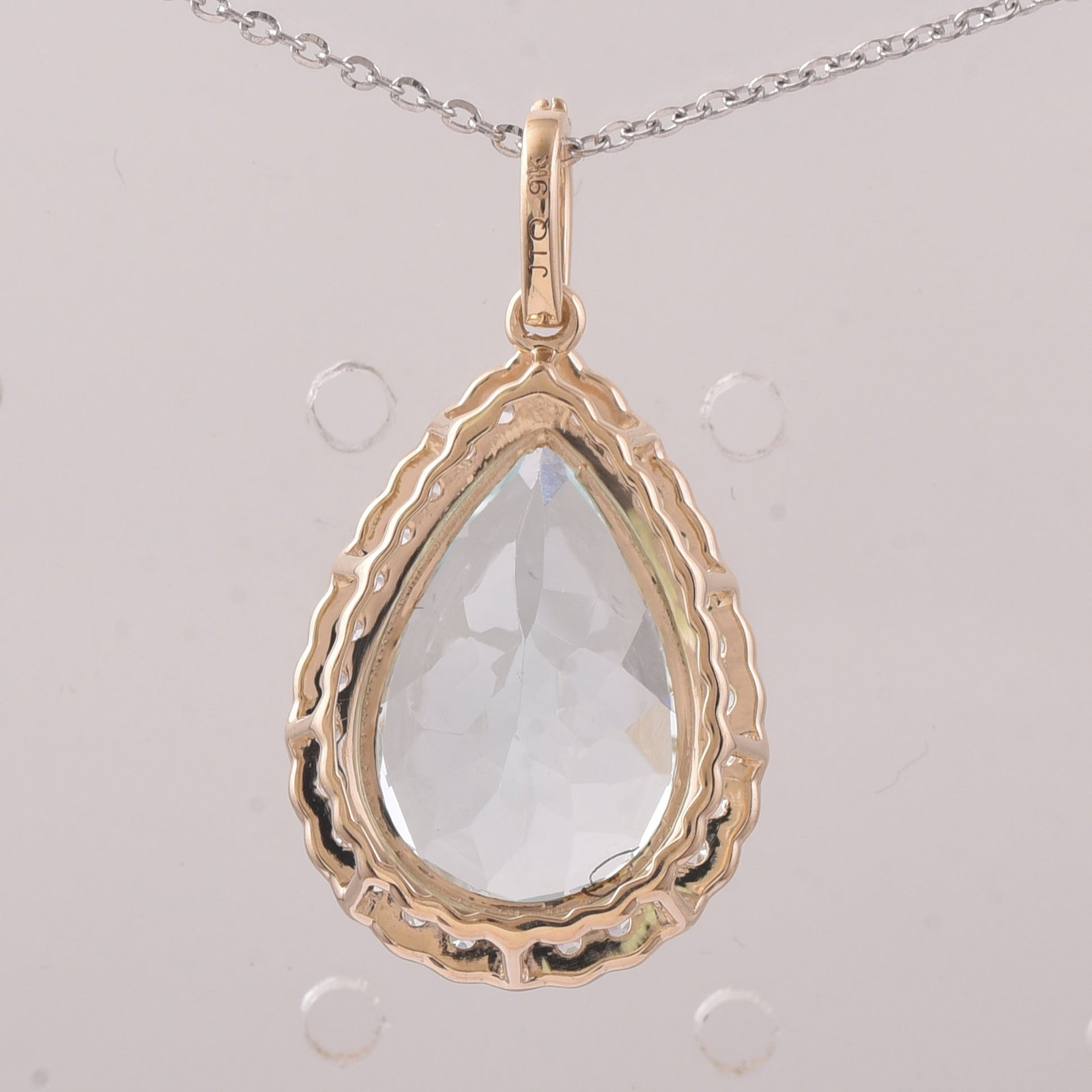 5.47 Ct Pear Aquamarine 9K Gold Pendant - 2