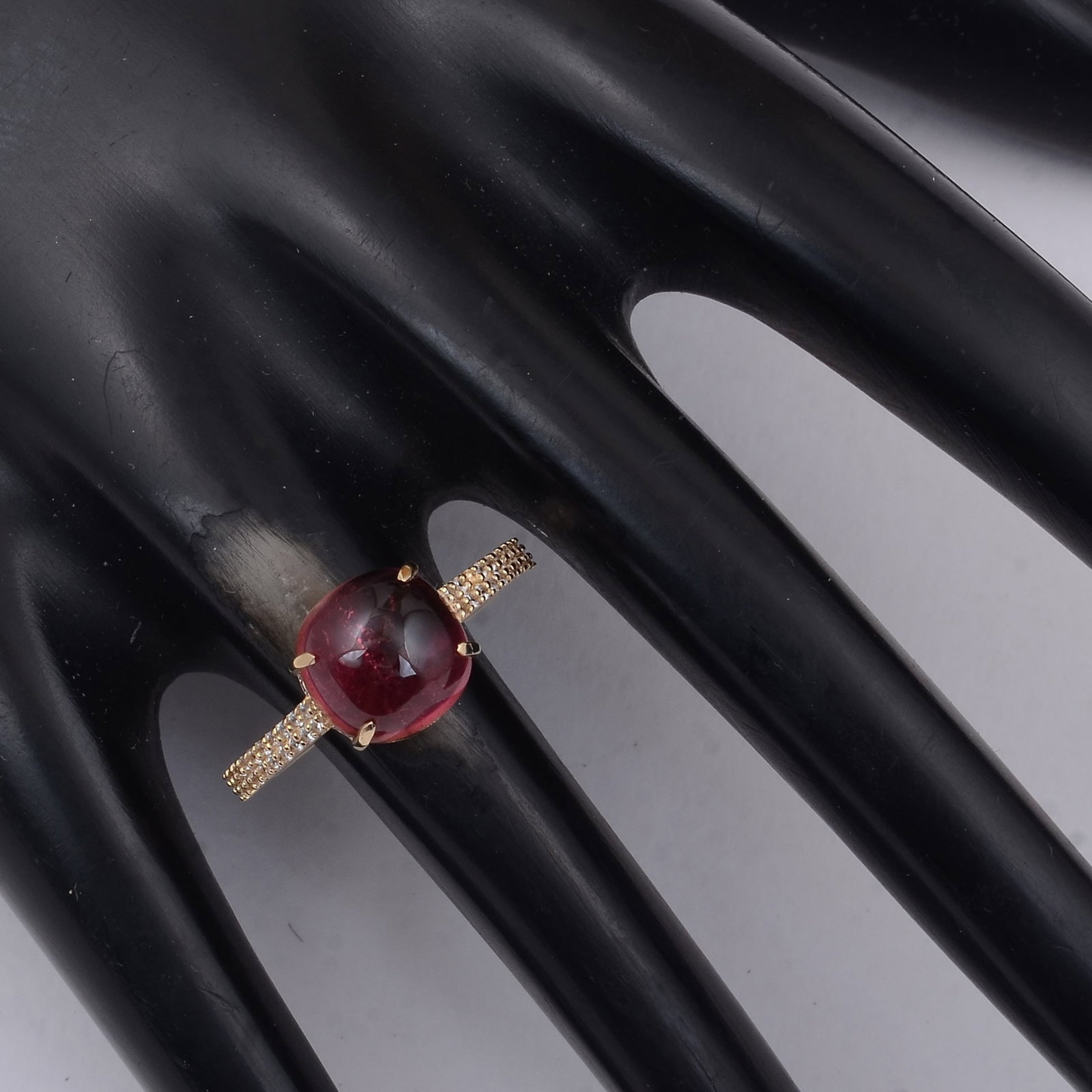 3.47 Ct Cushion Tourmaline 9K Gold Ring - 2