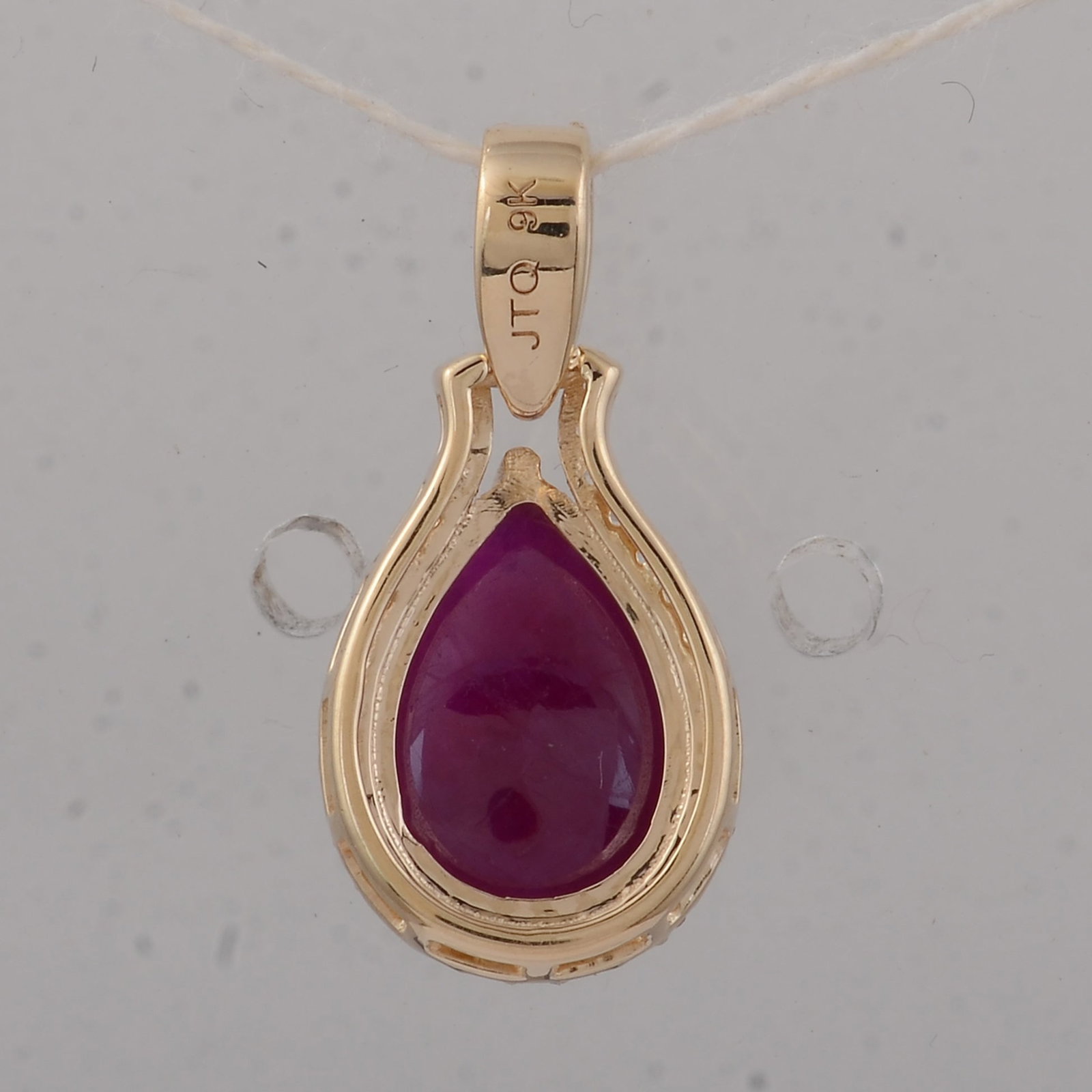 3.85 Ct Pear Ruby 9K Gold Pendant - 2