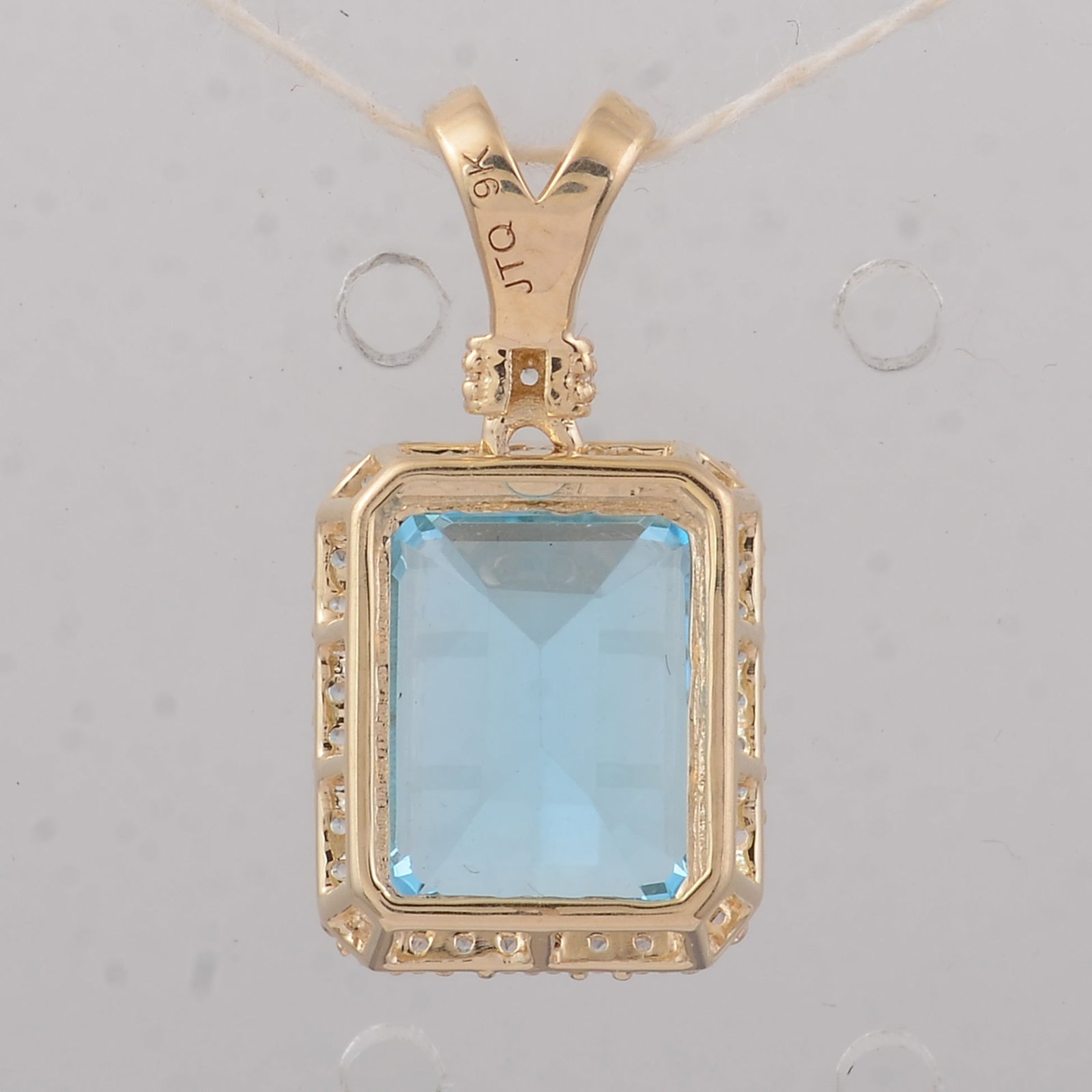 4.25 Ct Octagon Blue Topaz 9K Gold Pendant - 2