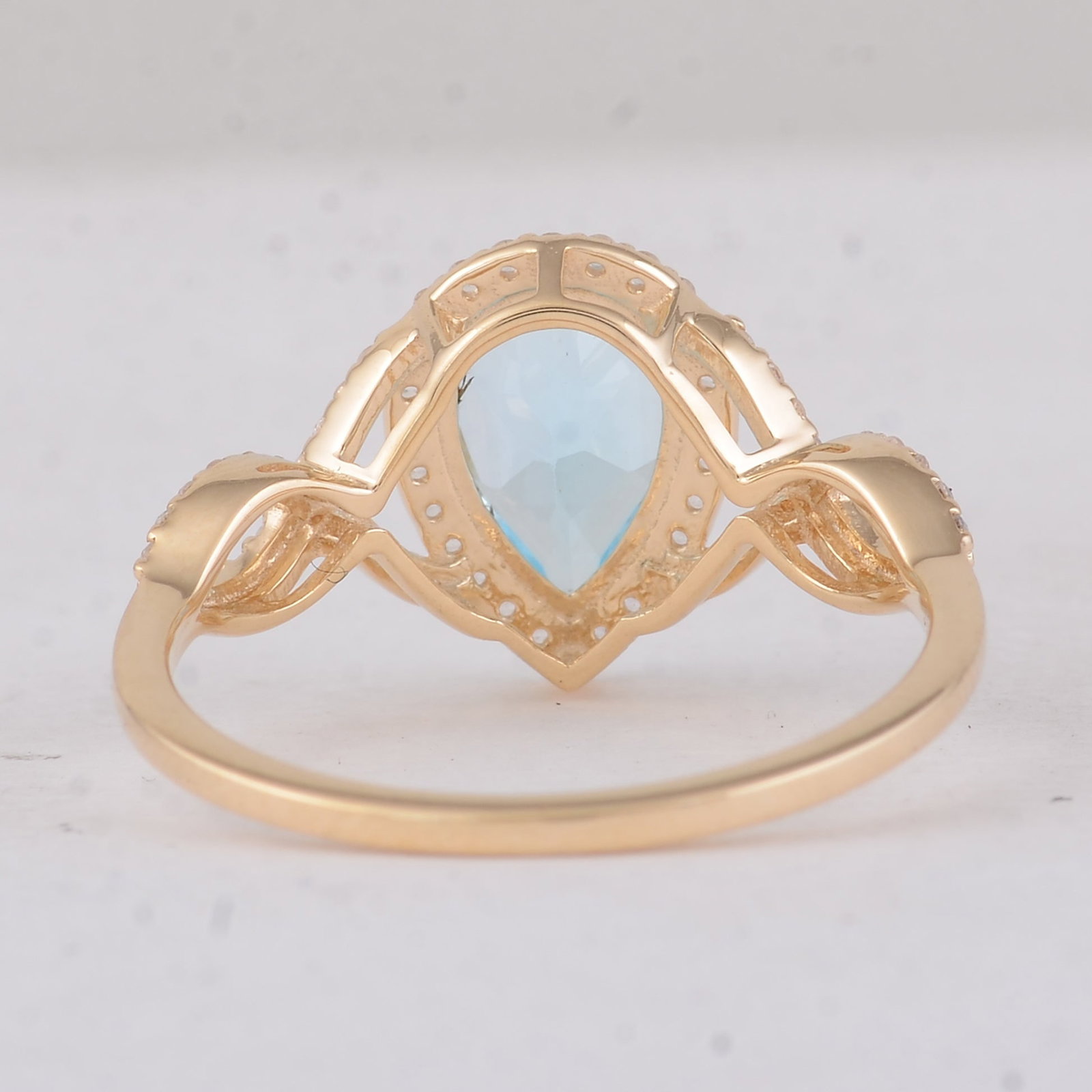 1.87 Ct Pear Blue Topaz 9K Gold Ring - 3