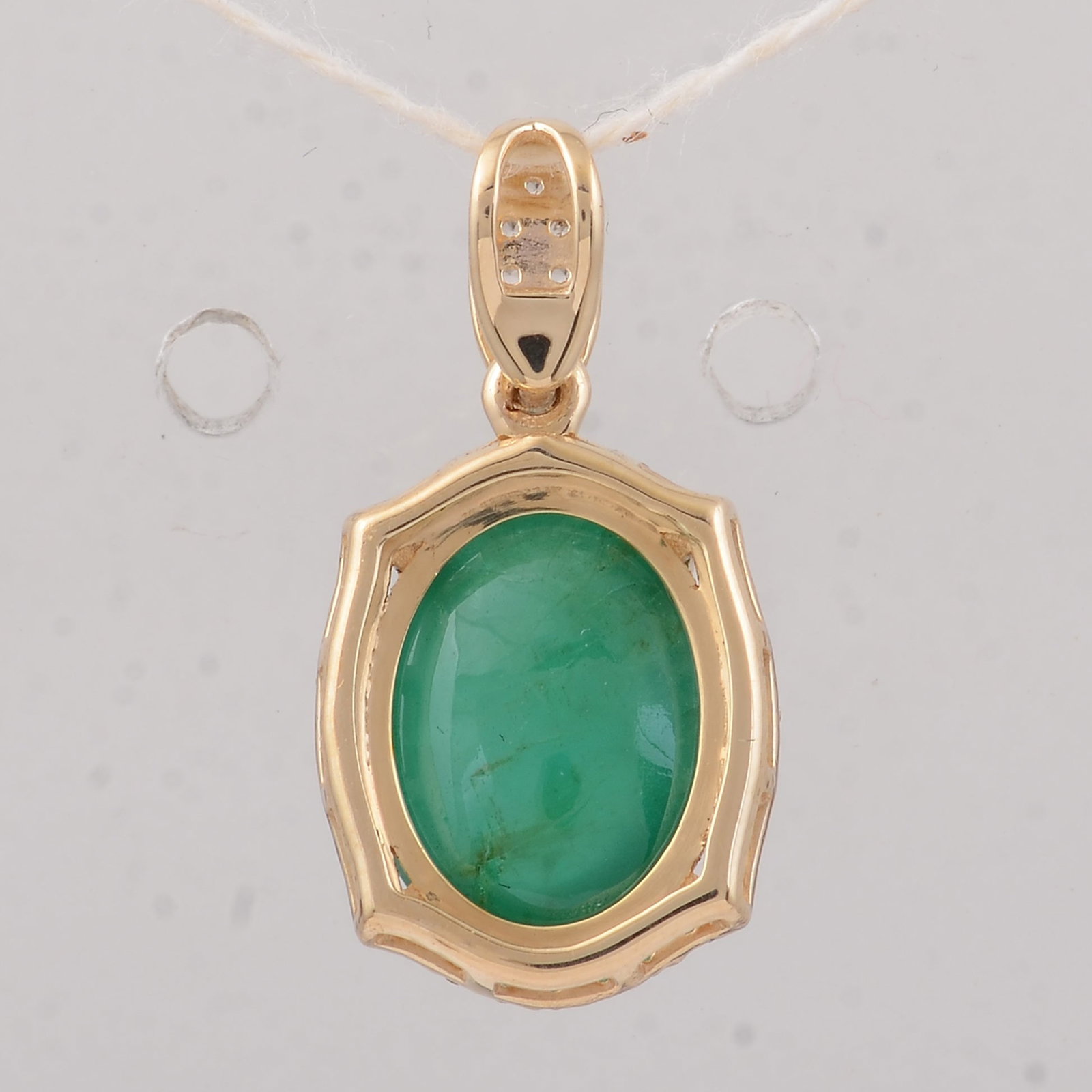 3.32 Ct Oval Emerald 9K Gold Pendant - 2