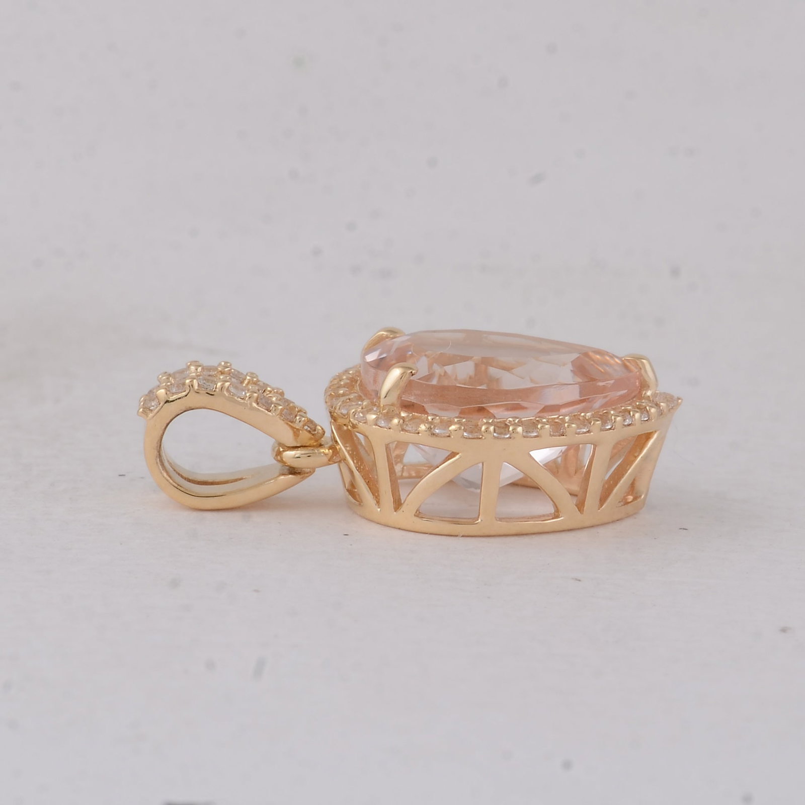 2.57 Ct Pear Morganite 9K Gold Pendant - 3