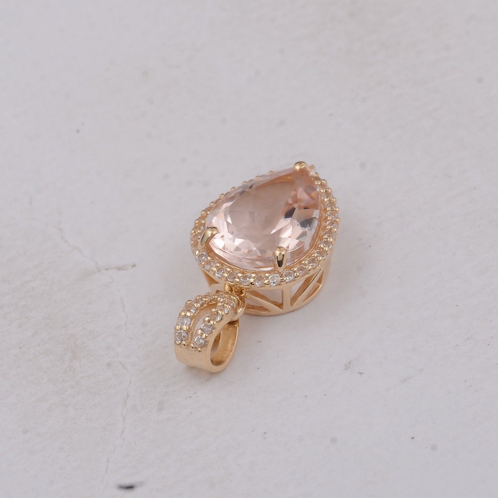 2.57 Ct Pear Morganite 9K Gold Pendant - 4
