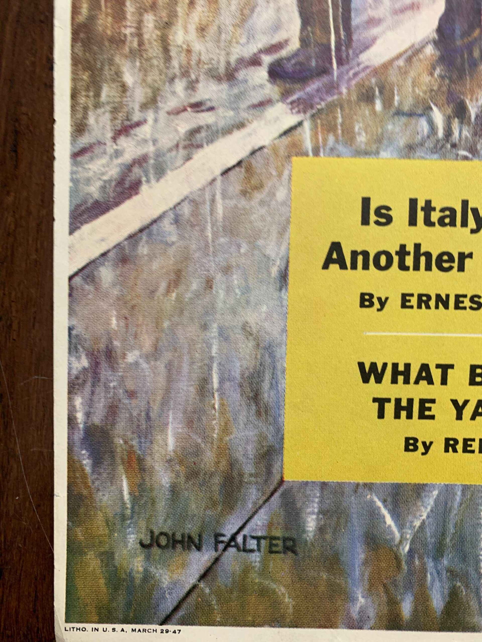 22x28 1947 Newstand Poster Saturday Evening Post - Art By John Falter rainy Wait For A Cab - 3