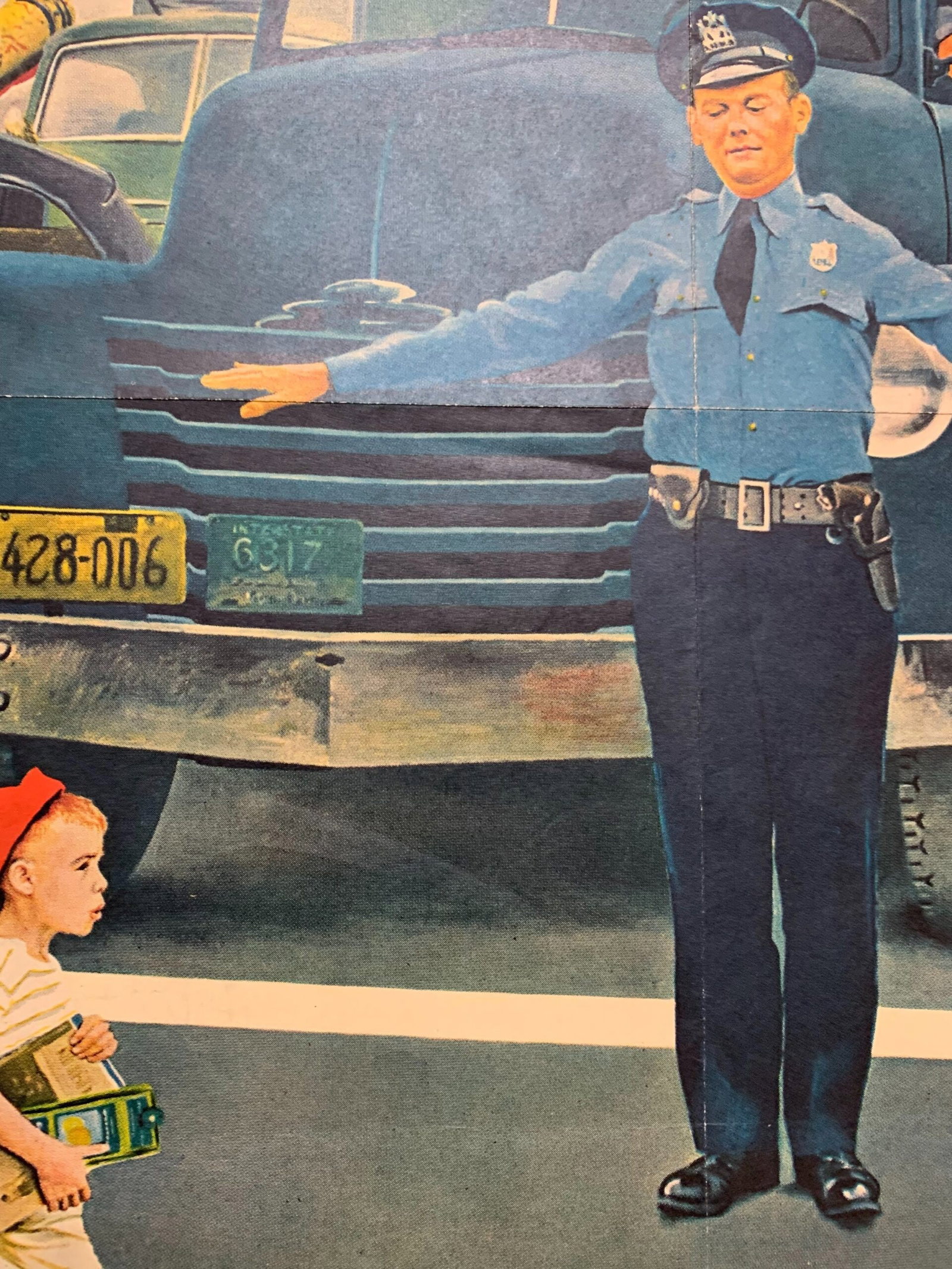 22x28 1949 Newstand Poster Saturday Evening Post - Art By George Hughes traffic Cop - 4