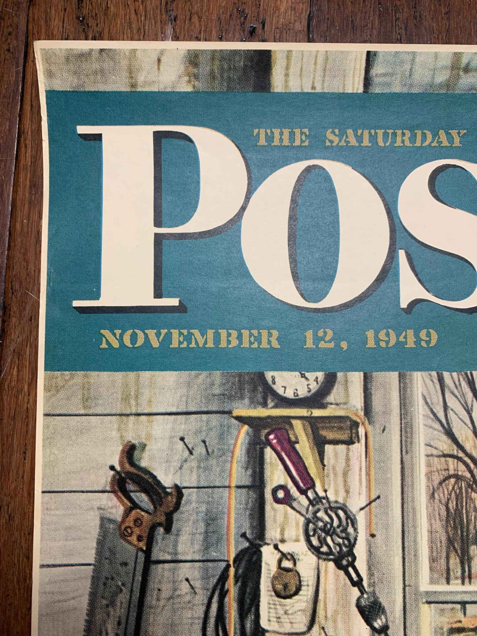22x28 1949 Newstand Poster Saturday Evening Post - Art By Stevan Dohanos grandpa’s Workshop - 2