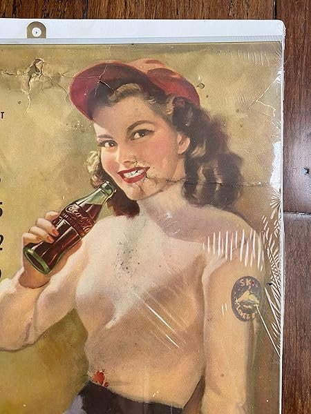Coca-Cola Girl - Art By Gil Elvgren (1949) 14x22 US Advertising Calendar Poster - Framed - 6