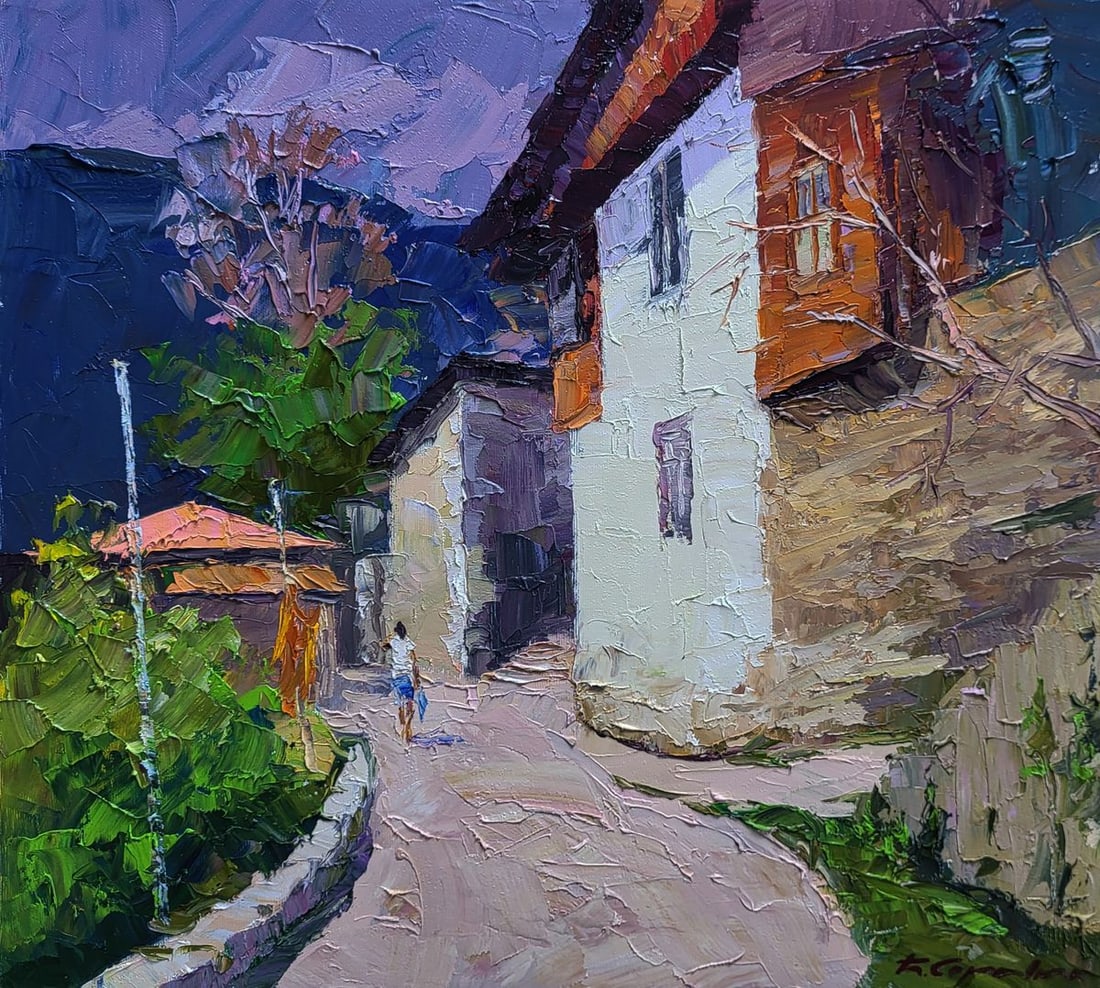 oil painting Historical street of the city Boris Serdyuk: Title: oil painting Historical street of the city Boris Serdyuk Description: NoSERB 1223The Oil painting on Canvas titled "Historical Street of the City" captures the timeless charm and atmosphere of 