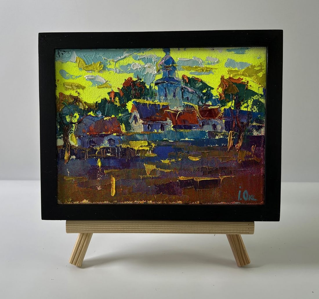 Oil painting The sun greets in the morning Oksana Ivanyuk: Title: Oil painting The sun greets in the morning Oksana Ivanyuk Description: NoAAA5637The Oil painting Canvas titled "The sun greets in the morning" is a vivid and radiant celebration of the awakenin