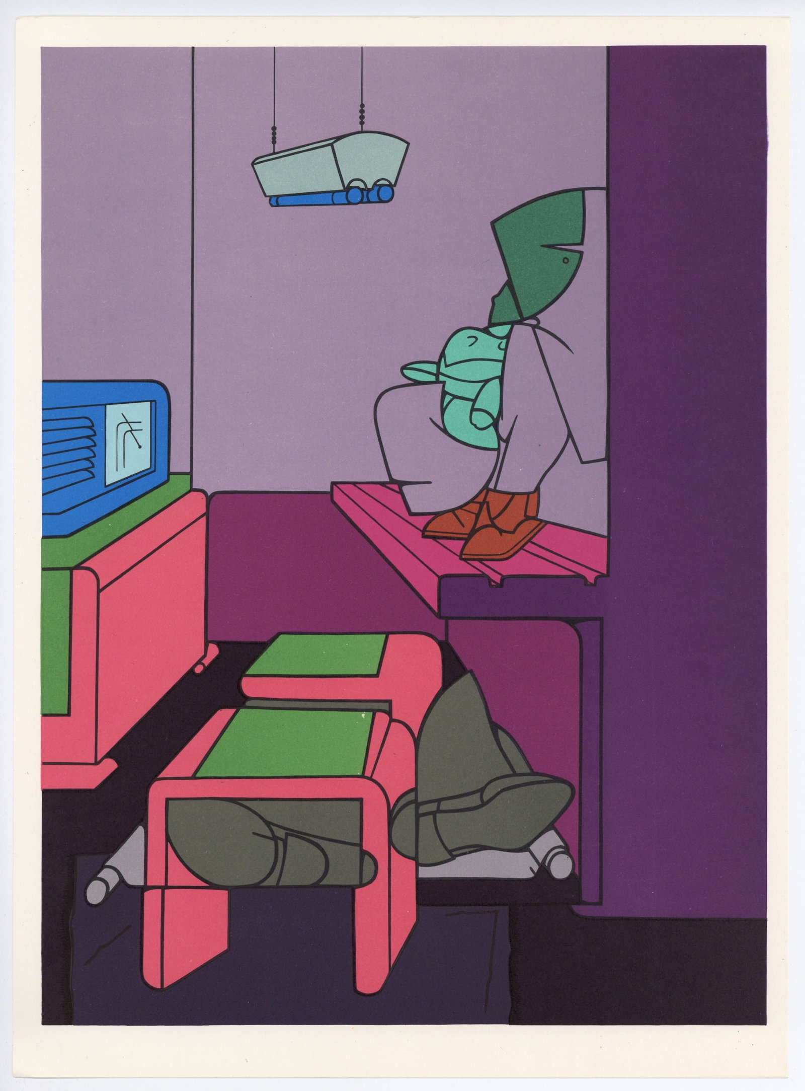 Valerio Adami original lithograph, 1970: Title: Valerio Adami original lithograph, 1970 Description: Medium: original lithograph. Printed in 1970 for the art revue Derriere le Miroir (issue number 188) and published in Paris by Maeght. Size: