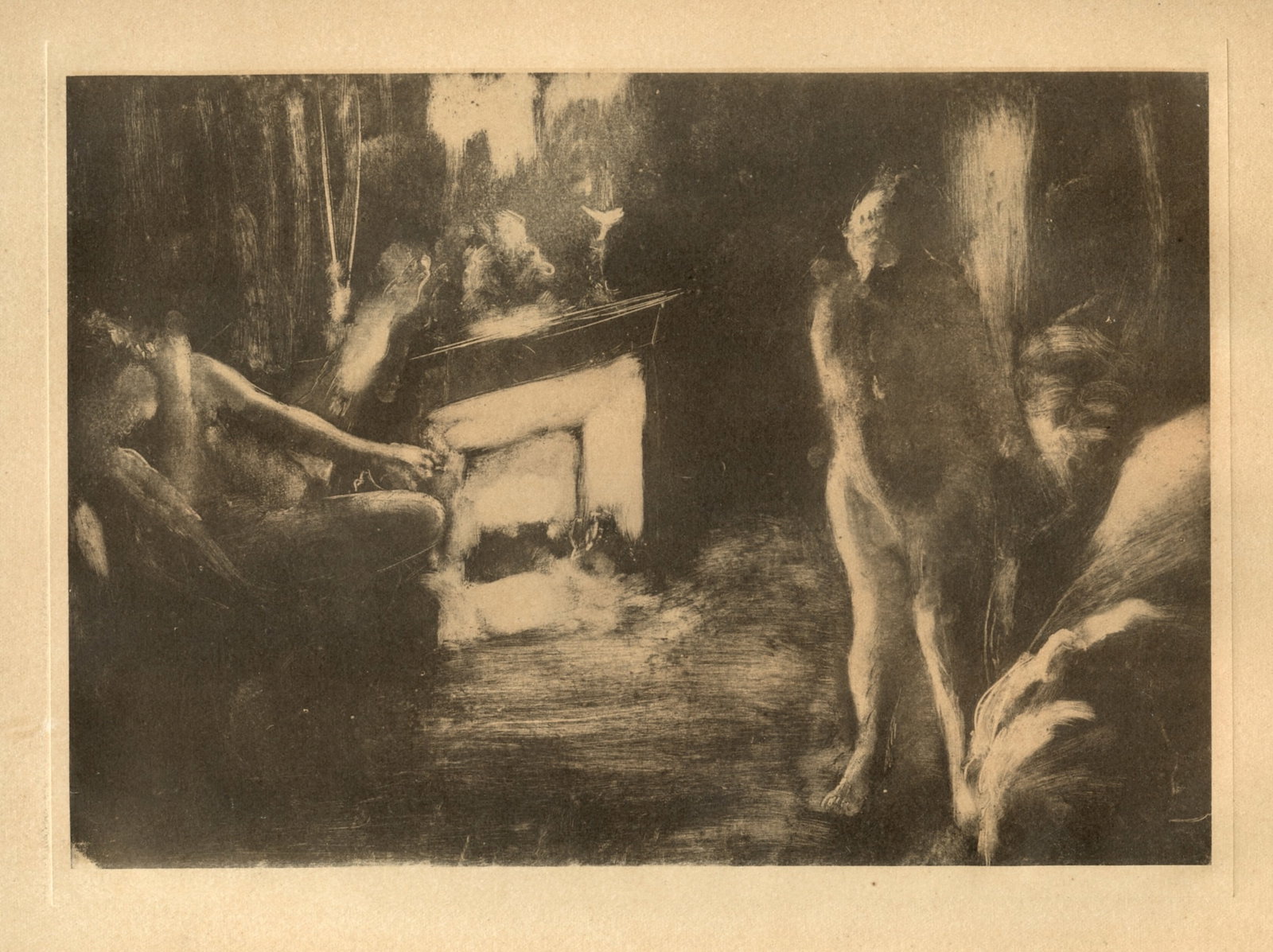 Edgar Degas monotype "Devant la Cheminee"