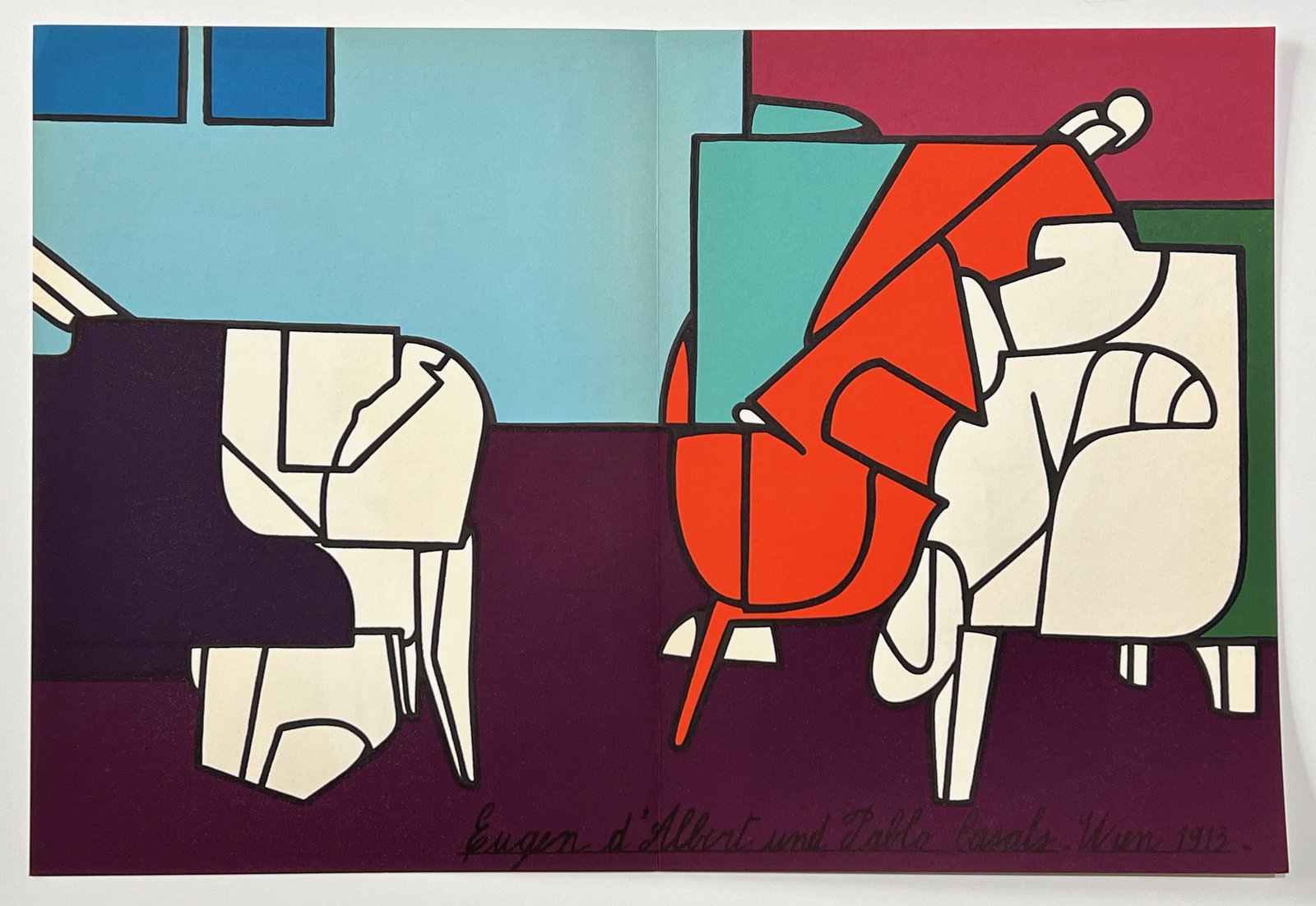 Valerio Adami original lithograph, 1970: Title: Valerio Adami original lithograph, 1970 Description: Medium: original lithograph. Printed in 1970 for the art revue Derriere le Miroir (issue number 188) and published in Paris by Maeght. Size:
