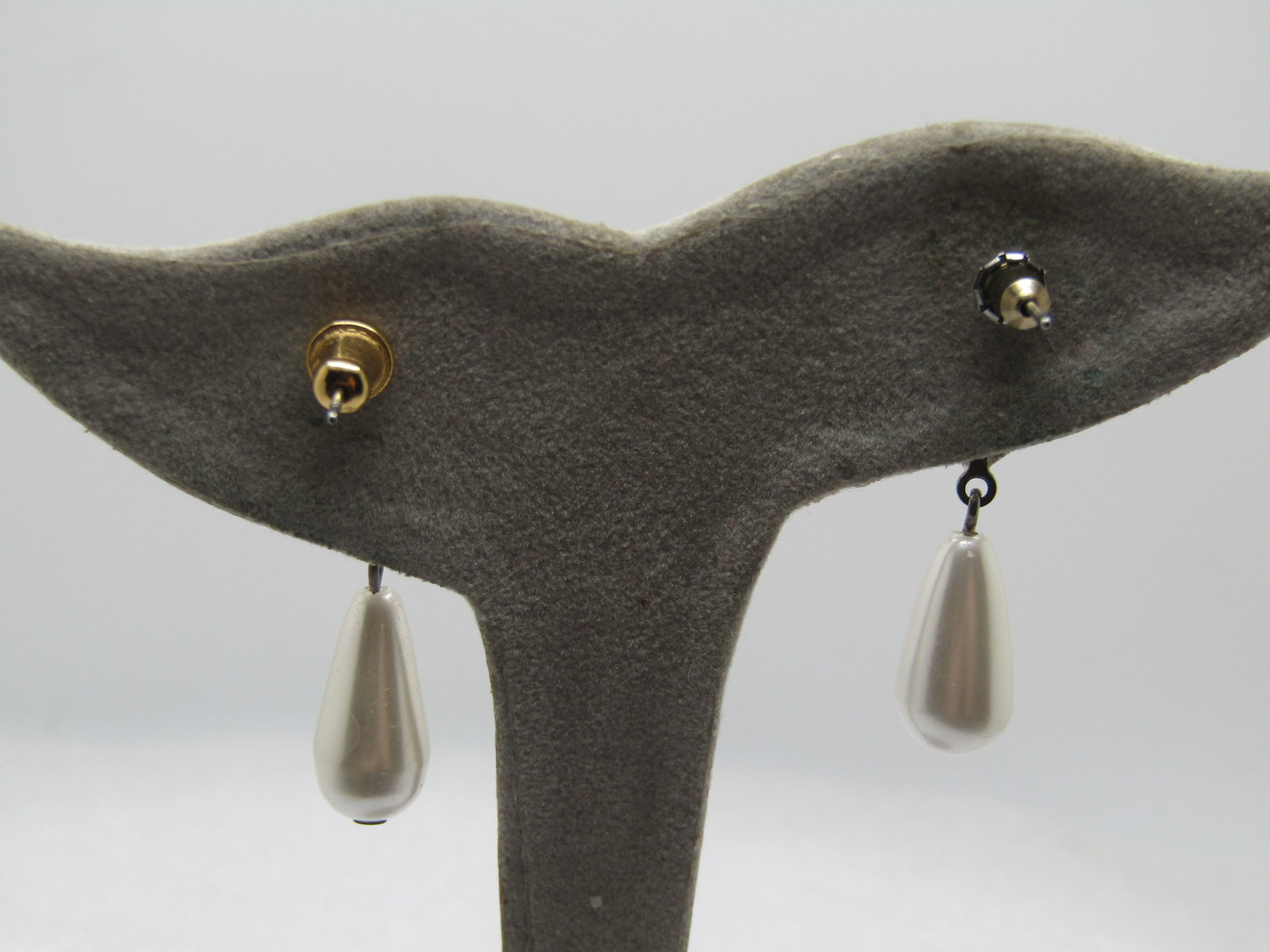 Vintage Sterling Rhinestone Faux Pearl Earrings, Drop, Pierced, 1980's - 4