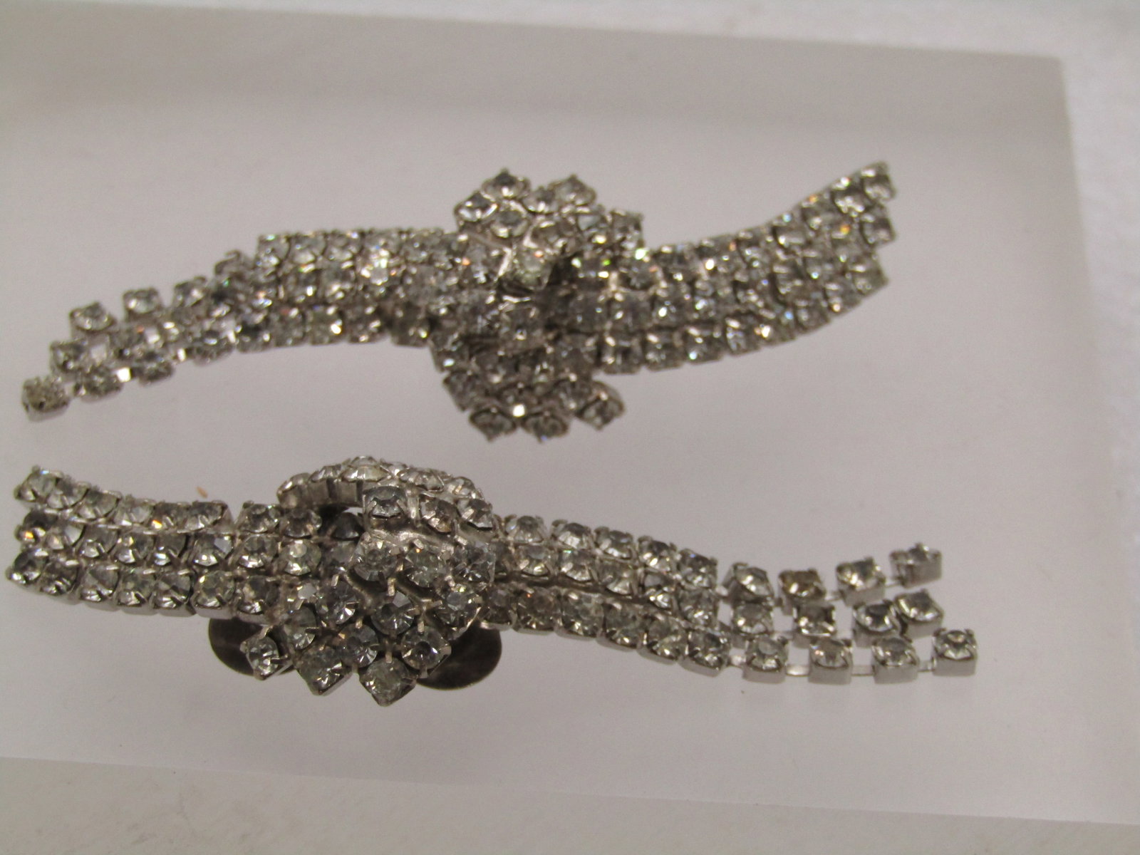 Vintage Rhinestone Pair of Shoe Clips, Dangle, 1940's-1950's - 2