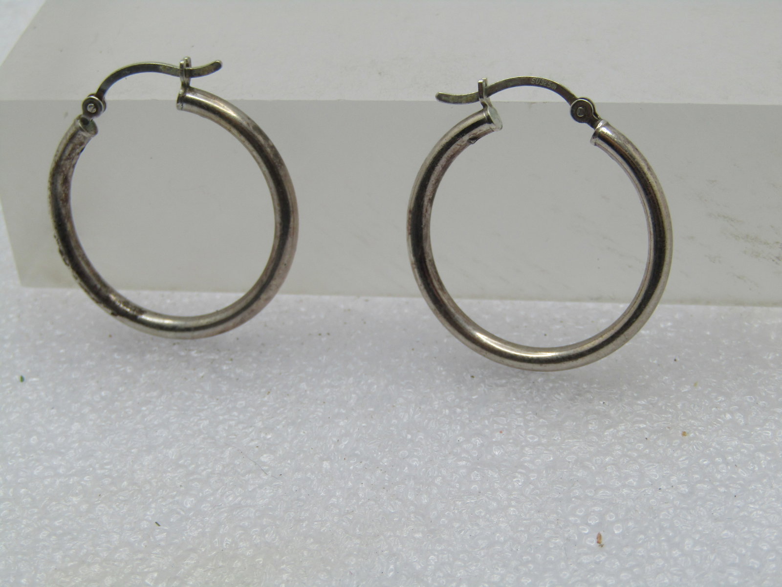 Vintage Sterling Hoop Earrings. 1970's-1980's , 1" Pierced - 4