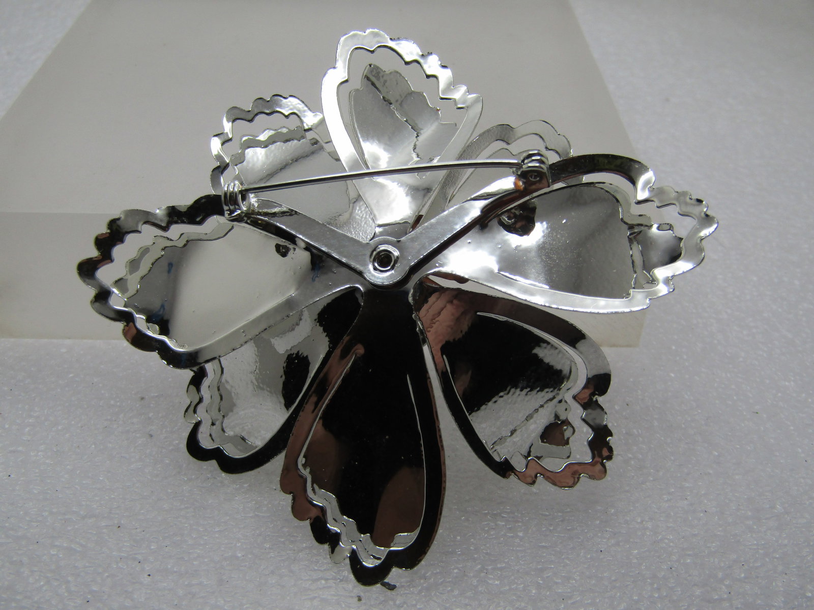 Vintage Tiered Blossom Brooch, Large, Cut-Out Frame 2.75", 1960's-1970's - 4